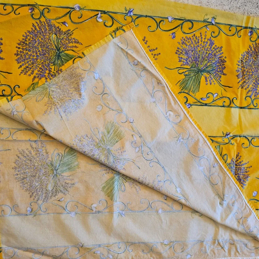 French Provencal Yellow Lavender Floral Rectangle Tablecloth 60x108 Cotton